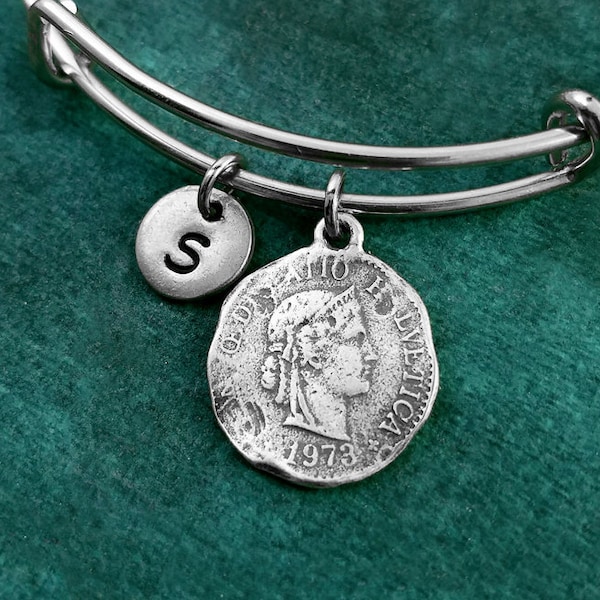 Roman Coin Bracelet Ancient Greek Coin Bangle Coin Jewelry Grecian Jewelry Pendant Coin Charm Bracelet Personalized Initial Bracelet Gift
