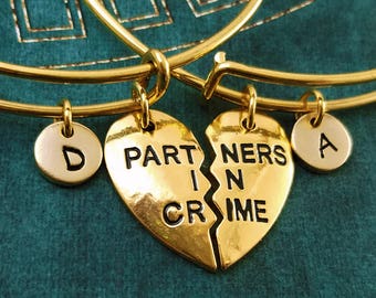 Partners in Crime Bracelet SET of 2 Bracelets Handcuffs Bracelet Best Friend Bracelet Friendship Bracelet Pendant Bracelet Partners Bangle
