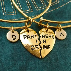 Partners in Crime Bracelet SET of 2 Bracelets Handcuffs Bracelet Best Friend Bracelet Friendship Bracelet Pendant Bracelet Partners Bangle image 1