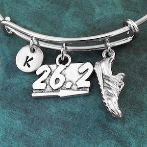 Tennis Shoe Bangle Running Bracelet Exercise Bracelet Marathon Jewelry Running Bangle 26.2 Mile Marker Adjustable Bangle Personalized Bangle