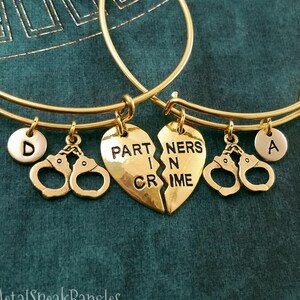 Partners in Crime Bracelet SET of 2 Bracelets Handcuffs Bracelet Best Friend Bracelet Friendship Bracelet Pendant Bracelet Partners Bangle