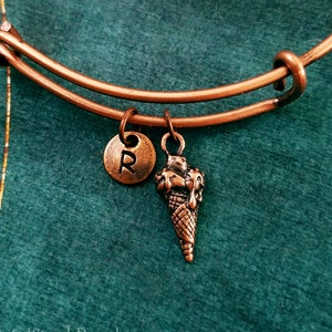 Ice Cream Cone Bracelet Ice Cream Bangle Bracelet Food Jewelry Girlfriend Charm Bracelet Pendant Bracelet Personalized Initial Bracelet Gift