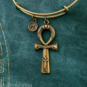 Ankh Bracelet Ankh Charm Bracelet Ankh Jewelry Egyptian Jewelry Egyptian Bracelet Girlfriend Jewelry Personalized Initial Pendant Bracelet