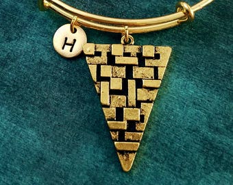 Triangle Bracelet Triangle Bangle Geometric Bracelet Charm Bracelet Pendant Bracelet Adjustable Bangle Personalized Initial Bracelet Gift