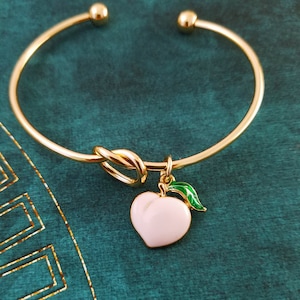 Peach Bangle Peach Bracelet Booty Jewelry Texting Jewelry Pendant Gift Initial Bracelet Bridesmaid Bracelet Charm Bracelet Pendant Bracelet