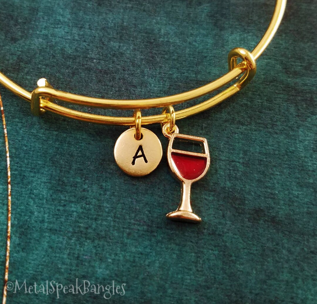 Wine Bracelet Wine Bangle Wine Jewelry Red Wine Glass Bracelet Charm ...