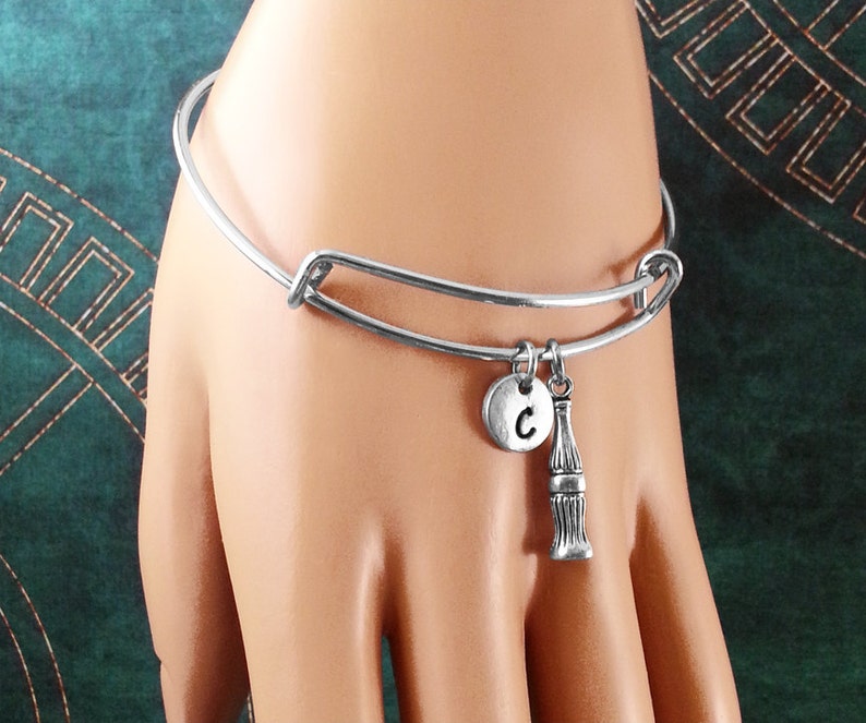 Soda Bangle Silver Soda Bracelet Soda Pop Bracelet Cola Charm Bracelet Soda Jewelry Adjustable Bangle Expandable Bangle Personalized Bangle