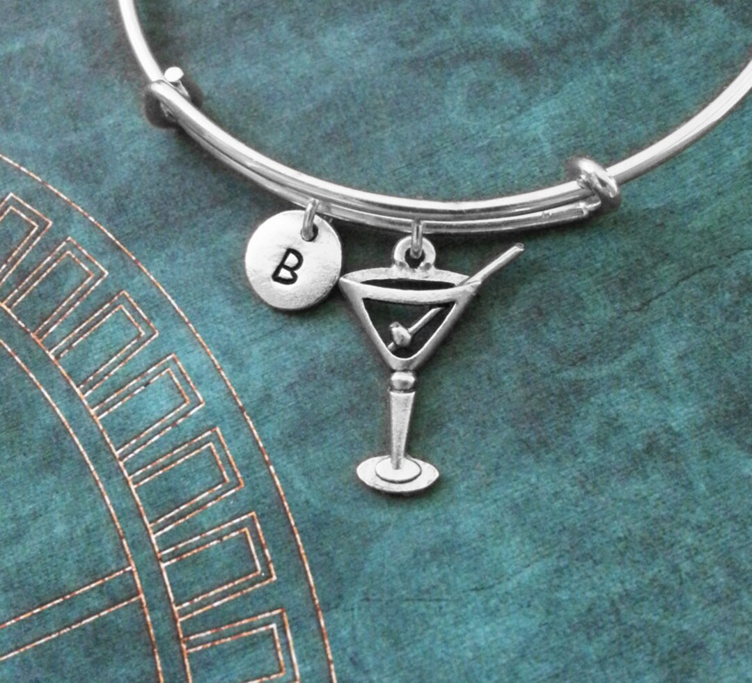 Martini Bangle Bracelet Silver Martini Bracelet Alcohol Jewelry ...