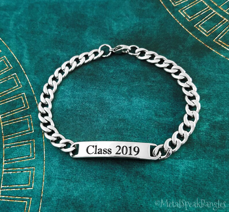 Graduating Class of 2019 Bracelet Men/'s Bracelet Name Bracelet STAINLESS STEEL ID Bracelet Personalized Bracelet Custom Engraved Bracelet