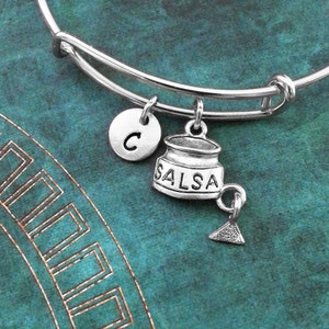 Salsa Bangle Bracelet Food Bangle Tortilla Chips Bracelet Food Jewelry Stackable Bangle Charm Bracelet Adjustable Bangle Personalized Bangle
