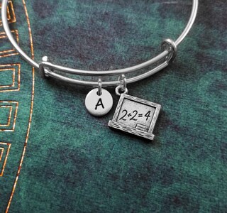 Bracciale Insegnante In Argento 925 Con Ciondoli Oro 18K | Gioiello Regolabile Per Maestre E Professori | Regalo Originale Con Dedica