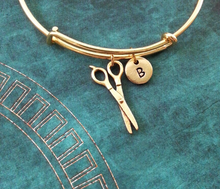 Hairdresser bracelet bundle! Gold and sparkle Scissors Bangle Bracelet CAPABLE BRACELET STACK– Artizan Joyeria main image 4