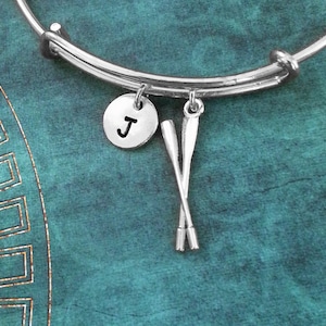 Oars Bangle Bracelet Silver Oar Bracelet Rowing Charm Bracelet Expandable Bracelet Stackable Bangle Adjustable Bangle Personalized Bangle