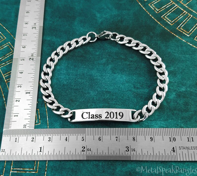 Graduating Class of 2019 Bracelet Men/'s Bracelet Name Bracelet STAINLESS STEEL ID Bracelet Personalized Bracelet Custom Engraved Bracelet