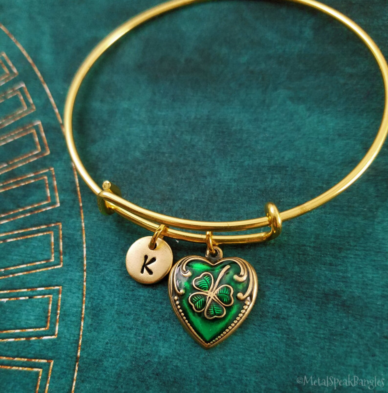 Clover Bangle Bracelet Four Leaf Clover Bracelet St Etsy