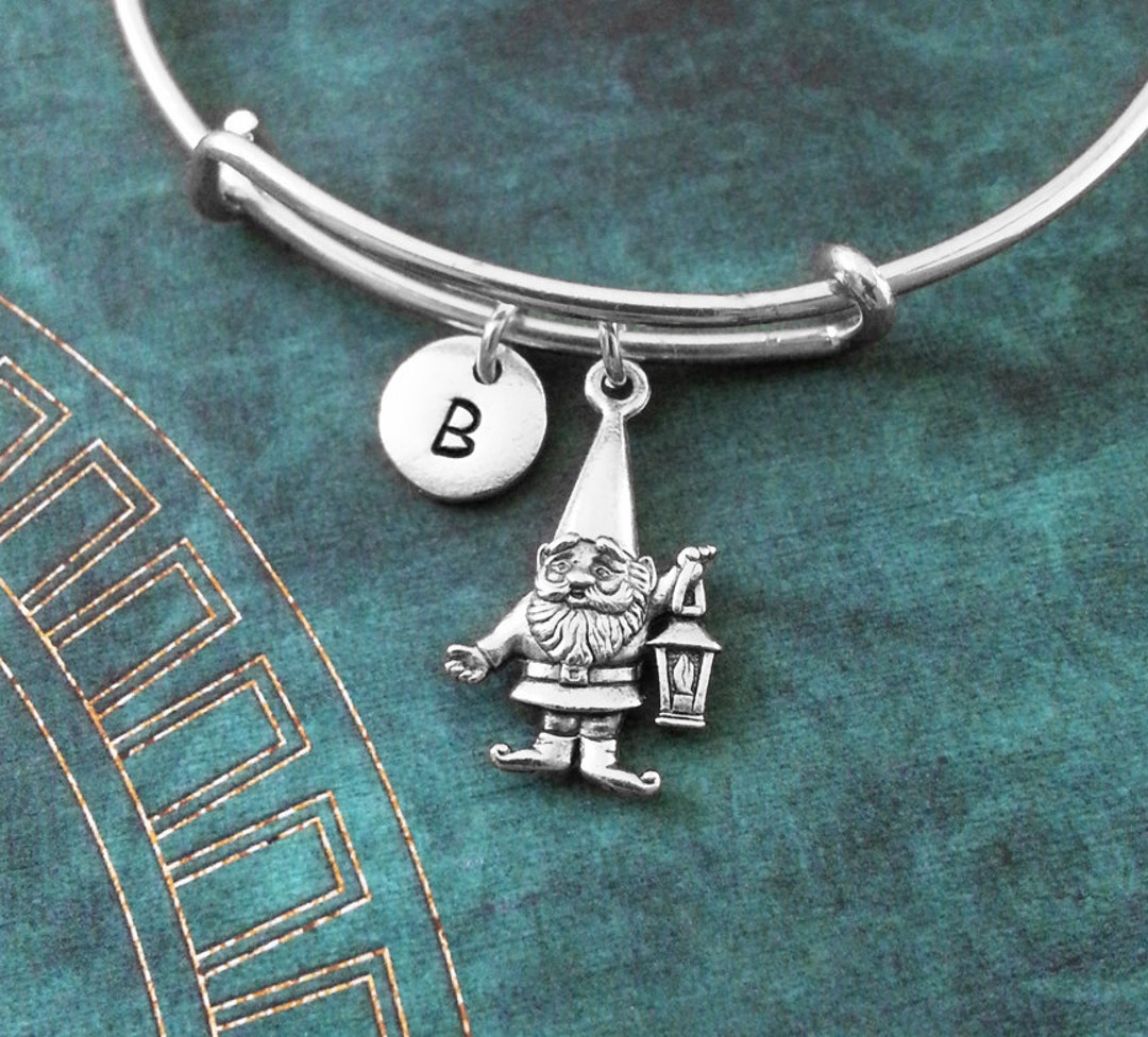 Gnome Bangle Silver Gnome Bracelet Lawn Gnome Gift Gnome Jewelry