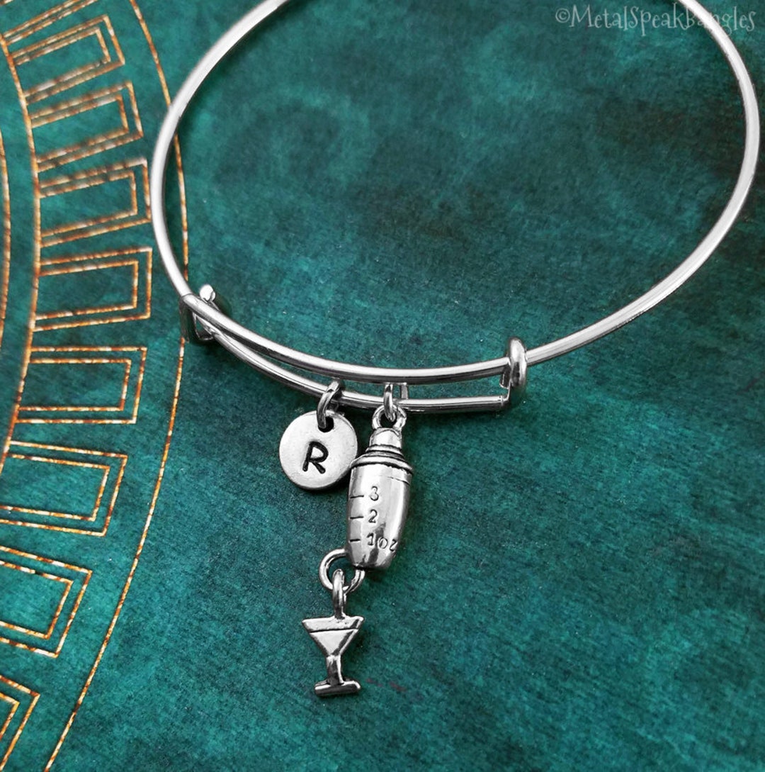 Cocktail Shaker Bangle Bracelet Cocktail Bracelet Charm Bracelet ...
