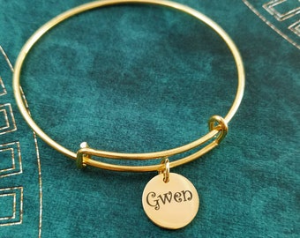 Name Bangle Bracelet Name Bracelet Engraved Bracelet Engraved Jewelry Bridesmaid Bracelet Personalized Jewelry Mother's Day Custom Bracelet