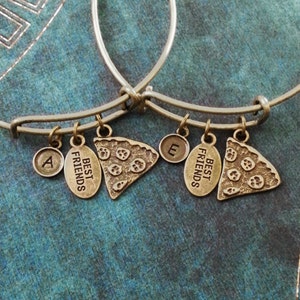 Pizza Bangle Bronze Pizza Bracelet Pepperoni Pizza Charm Bracelet Pizza Jewelry Pizza Slice Friendship Bracelets Best Friends Bracelet Set