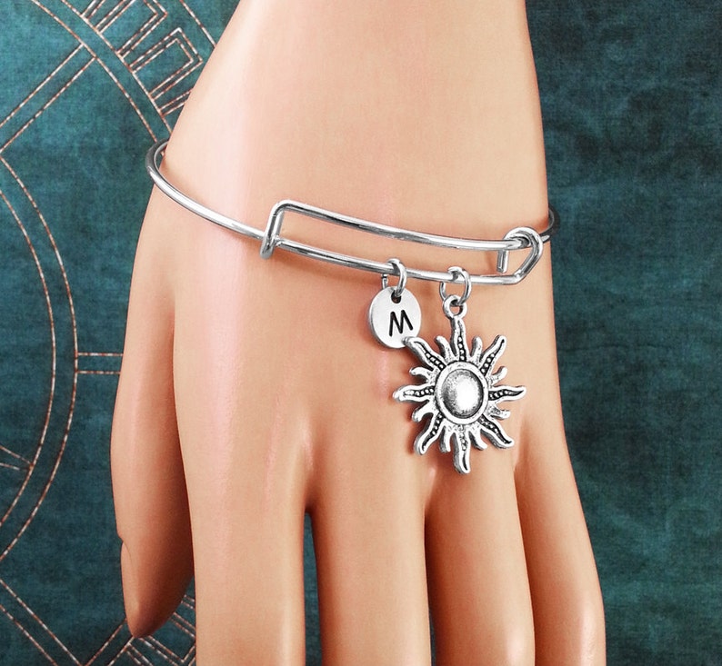 Sun Bracelet Sun Bangle Bracelet Silver Sun Charm Bracelet Etsy