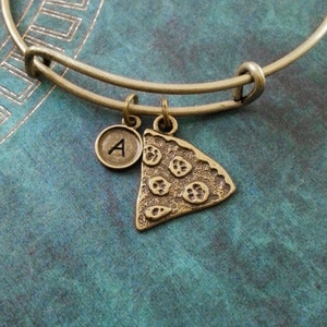 Pizza Bangle Bronze Pizza Bracelet Pepperoni Pizza Charm Bracelet Pizza Jewelry Pizza Slice Adjustable Expandable Bangle Personalized Bangle