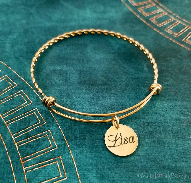 Name Bangle Bracelet Name Bracelet Braided Bracelet Engraved Etsy