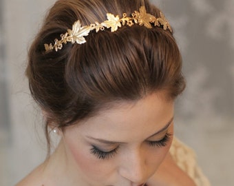 Wedding Headpiece, Bridal Accessory, Bridal Headpiece, Woodland Headband, Gold Headband, Gold Crown, Woodland Wedding, Grecian Leaf Crown