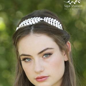 Silver Leaf Headband, Silver Bridal Headband, Silver Bridal Tiara, Laurel Crown, Goddess Crown Silver Wedding Headband Bridesmaid Headband