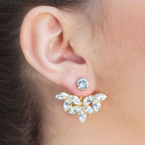 Boucles d&#39;oreilles de mariée veste, boucles d&#39;oreilles en cristal doré, boucles d&#39;oreilles de mariage Swarovski, manchette d&#39;oreille de mariée, boucle d&#39;oreille de mariée veste, cadeau pour elle