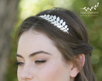 Silver Leaf Headband, Greek Headband, Grecian Headpiece, Laurel Leaf Crown, Wedding Headband, Goddess Headband, Bridal Headpiece, Prom Gift
