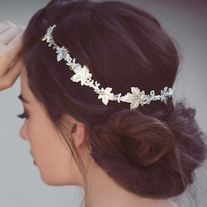 Silver Bridal Headpiece, Silver Bridal Wreath, Silver Bridal Headband, Silver Bridal Tiara, Greek Headband, Goddess Headpiece, Leaf Headband