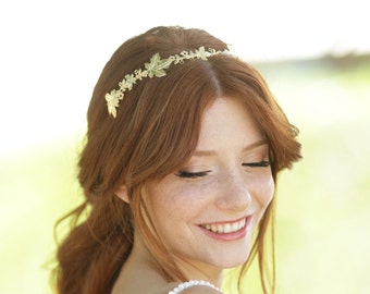 Gold Grecian Crown, Gold Wedding Headband, Leaf Headpiece, Wedding Tiara, Bridal Headpiece, Leaf Headpiece, Wedding Headpieces, Bridal Crown