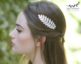 Silver Leaf Hair Comb, Bridal Hair Comb, Laurel Hairpiece, Wedding Comb, Bridesmaid Headpiece, Bridesmaid Comb, Bridesmaid Gift, Boho Bride