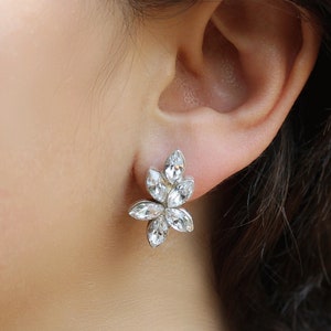 Silber Braut Strass Ohrringe, Hochzeit Swarovski Ohrringe, Marquise Ohrringe, Brautjungfer Ohrringe, klare Kristall Braut Ohrstecker