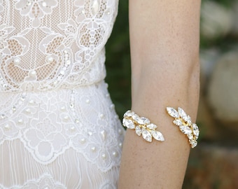Bridal Open Cuff Bracelet, Arm Cuff Bracelet, Wedding Bracelet ,Swarovski Bracelet, Rhinestones Bracelet, Bridal Jewelry, Wedding Jewelry,
