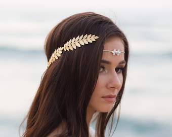 Greek Goddess Headband, Boho Laurel Wreath Crown, Laurel Leaf Headpiece, Bridal Headpiece, Sweet 16 Quinceanera Birthday, Prom Headpiece