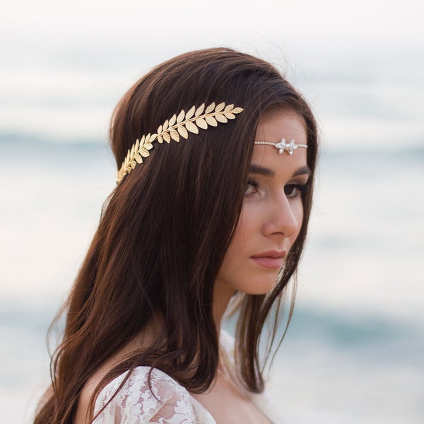 Greek Goddess Headband, Boho Laurel Wreath Crown, Laurel Leaf Headpiece, Bridal Headpiece, Sweet 16 Quinceanera Birthday, Prom Headpiece