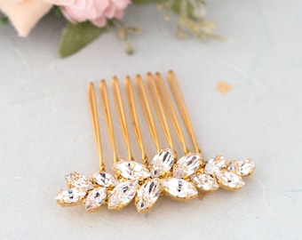 Bridal Crystal Hair Comb, Swarovski Gold Wedding Headpiece, Bridal Hair Pin, Wedding Jewelry, Delicate Bridesmaids Hair Comb, Gift For Bride