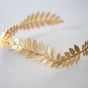 Greek Goddess Hair Vine Tiara, Boho Bridal Headpiece, Gold Laurel Leaf Headband, Grecian Crown, Sweet 16 Quinceanera Birthday For Princess