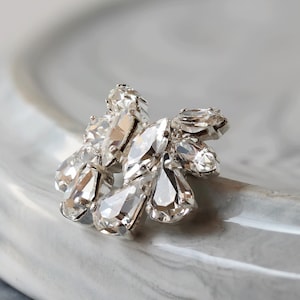 Silver Swarovski Crystal Bridal Earrings, Silver Bridal Clusters, Wedding Earrings, Bridal Stud Earrings, Rhinestone Earrings, Boho Earrings