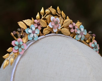 Greek Goddess Headpiece, Laurel Leaf Gold Halo Headband, Wedding Halo Crown, Bridal Headpiece, Wreath Laurel Crown, Goddess  Greek  Crown