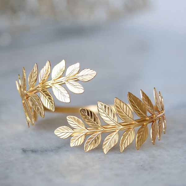 Arm Bracelet, Upper Arm Cuff Bracelet, Leaf Bracelet, Cuff Bracelet, Leaf Arm Cuff, Gold Bracelet, Wedding Bracelet, Boho Bridal Jewelry,