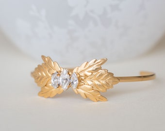 Gold Wedding Bracelet, Bridal Crystal Bracelet, Swarovski Bracelet, Arm Cuff, Cuff Bangle, Prom bracelet, CZ Gold Bracelet, Cuff Bracelet