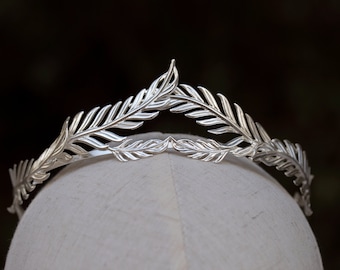 Silver Laurel Leaf Crown, Greek Goddess Silver Halo Crown, Bridal Leaves Headband, Grecian Tiara, Silver Leaf Headpiece, Silver Leaf Tiara