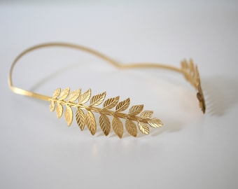 Greek Goddess Hair Vine, Bridal Gold Leaves Headband, Laurel Leaf Crown, Grecian Tiara, Gold Leaf Headpiece, Sweet 16 Quinceanera Birthday