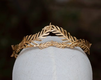 Laurel Leaf Crown, Greek Goddess Hair Vine, Bridal Gold Leaves Headband, Laurel Grecian Tiara, Gold Leaf Headpiece, Wedding Gold Halo Crown