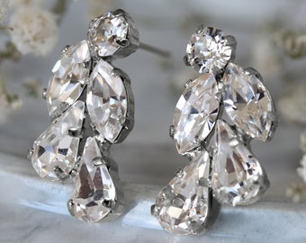 Silver Crystal Earrings, Swarovski Bridal Jewelry, Crystal Bridal Earrings, Crystal Studs, Wedding Earrings, Bridesmaids Earrings