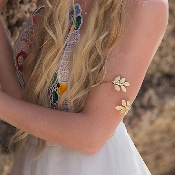 Greek Goddess Upper Arm Bracelet, Upper Arm Cuff, Arm Bracelet, Leaf Bracelet, Arm Cuff, Gold Bracelet, Gold Leaf Bracelet, Wedding Bracelet