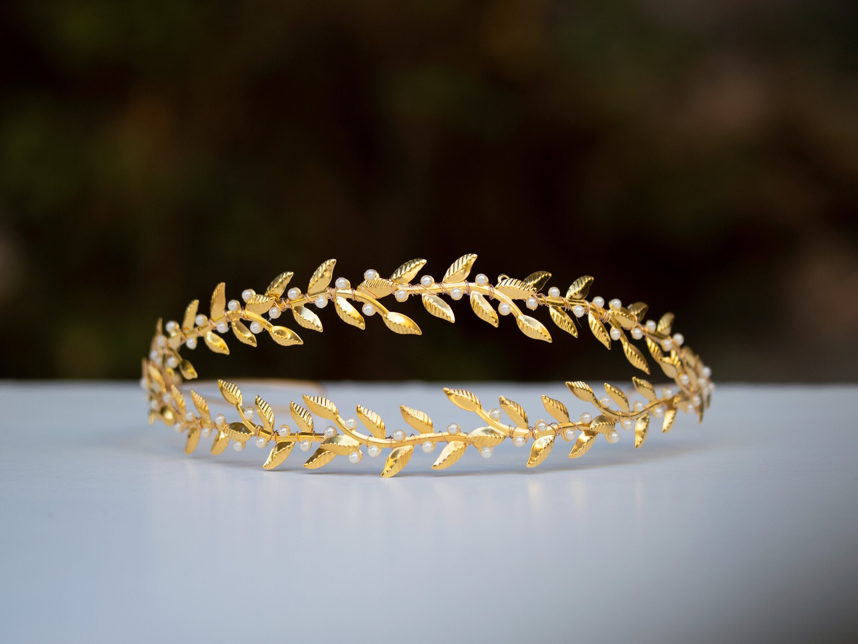 Corona Di Foglie Oro XCOZU - Tiara Dea Greca Per Spose, Feste Boho E Costumi - Foto 5