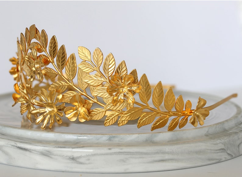 Bandeau Couronne Feuille D'or Déesse Grecque - Accessoire Mariage, Fête, Déguisement - Taille Ajustable